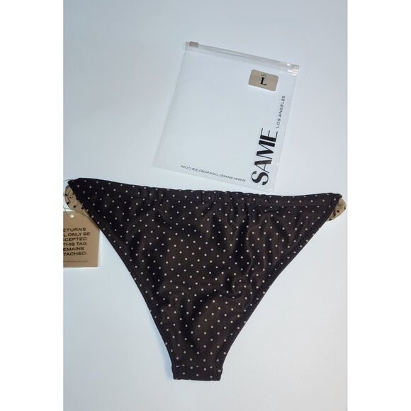 SAME Los Angeles Bottom Swim Womens Mid Rise Polka Dot Large Black/white - Picture 3 of 5